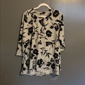 Black gray floral blouse